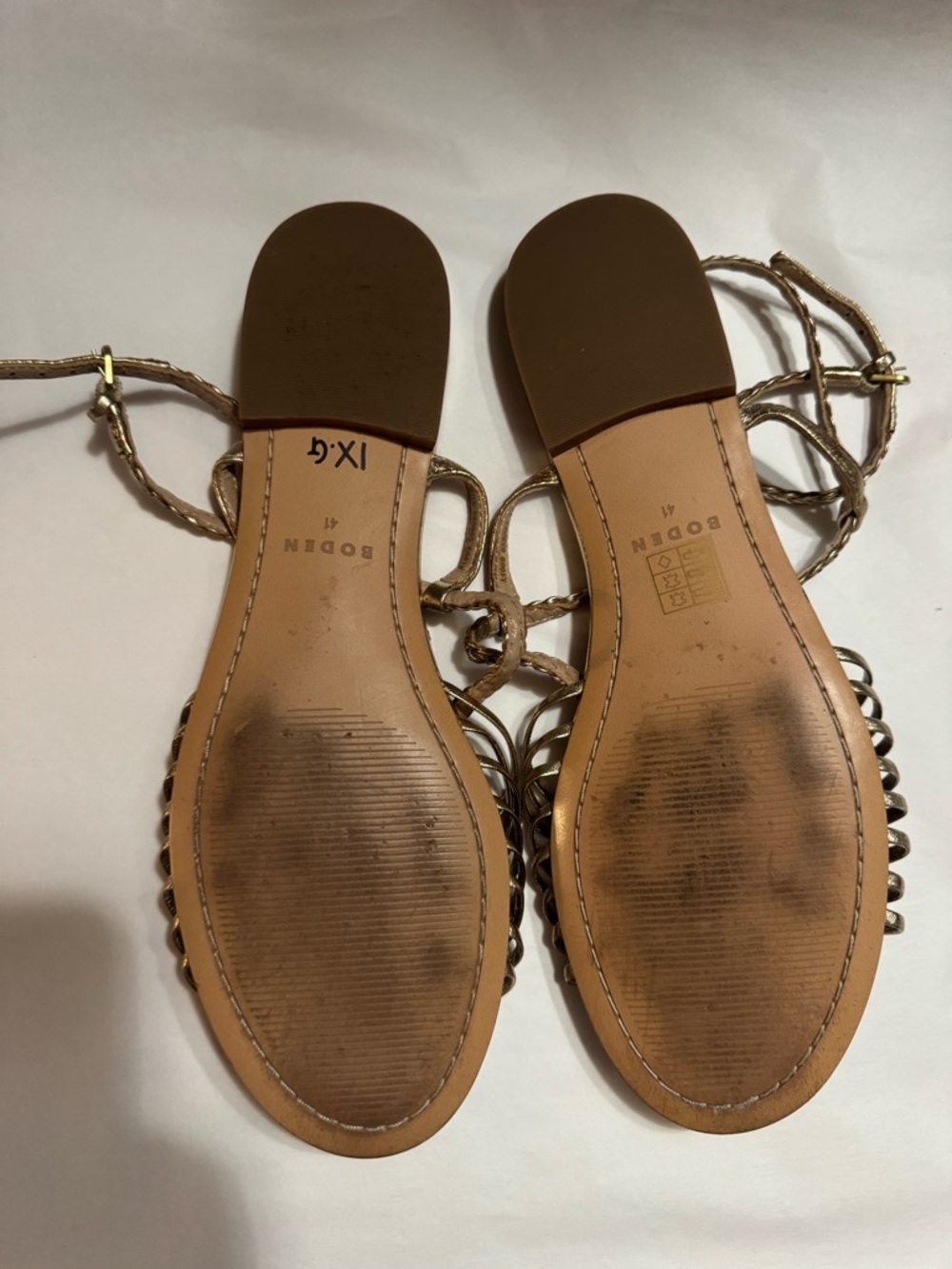 VGUC Boden Metallic Rose Gold Braided Strappy Sandals Size 41 - Picture 5 of 6
